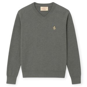 ORIGINAL PENGUIN Munsingwear Men Gray Cotton V Neck Sweater Sz Medium Minimalist